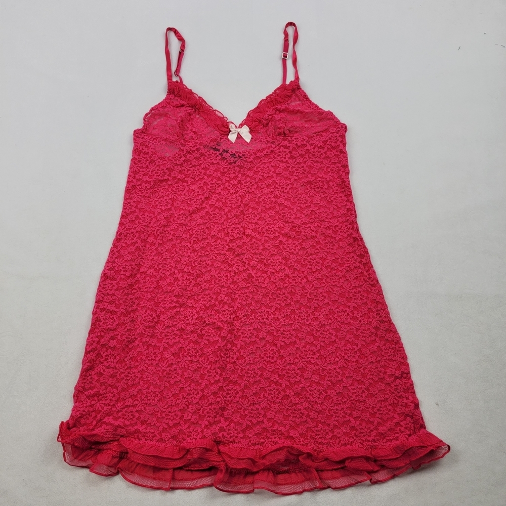 Victoria's Secret hot pink lace ruffle nightie